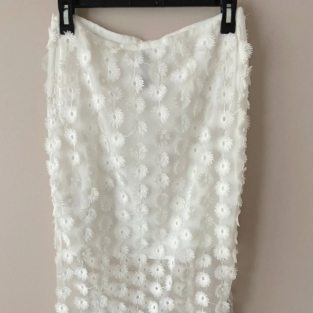 NWT By Anthropologie 3D Texture Sheer Slip Midi Skirt size Small - Picture 7 of 11